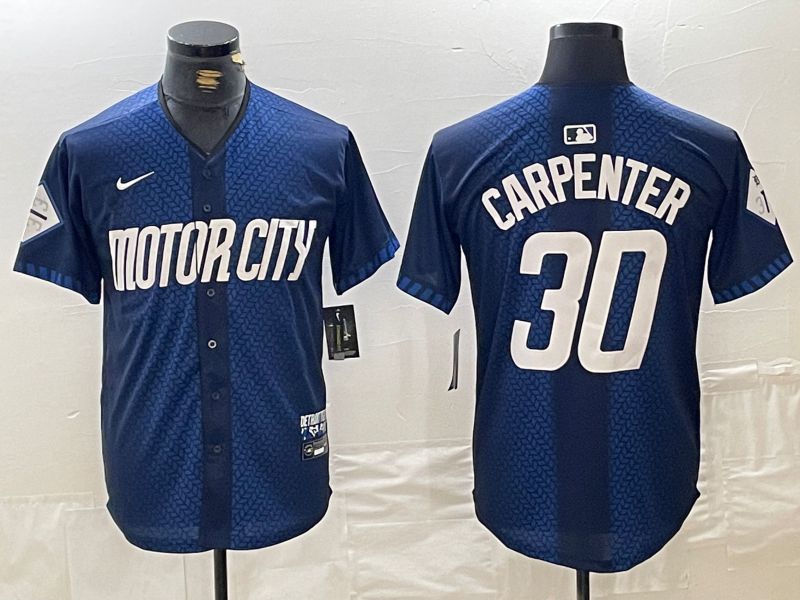 Men Detroit Tigers #30 Carpenter Blue City Edition Nike 2024 MLB Jersey style 1